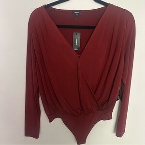 Express Deep Red long sleeve Bodysuit